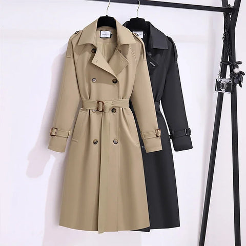 Trench Coat for Women Double Breasted British Trench Coats and Jackets Women 2023 Winter Clothes Women Tie Waist Long Coat Women