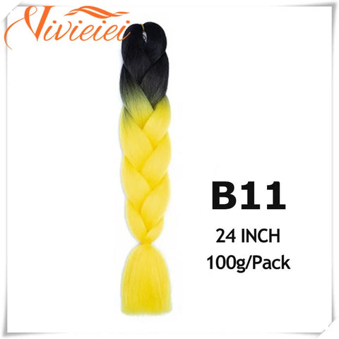 VIVIEIEI Synthetic Braiding Hair 24 Inch Jumbo Braid Ombre Jumbo Hair Extension for Women DIY Hair Braids Purple Pink Yellow Red