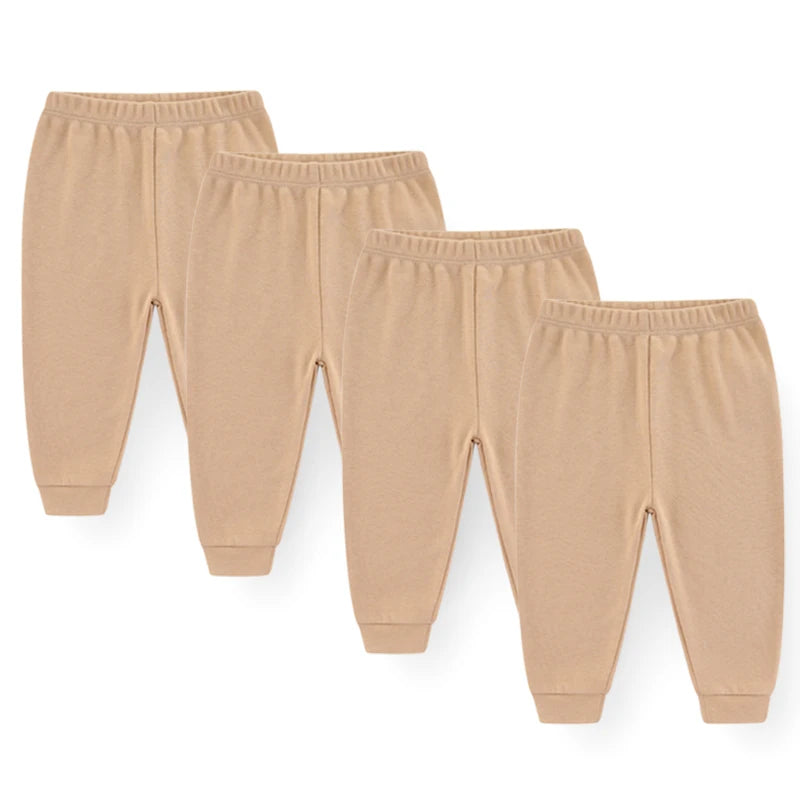 Elastic Waist Solid Cotton Newborn Baby Girls Pants