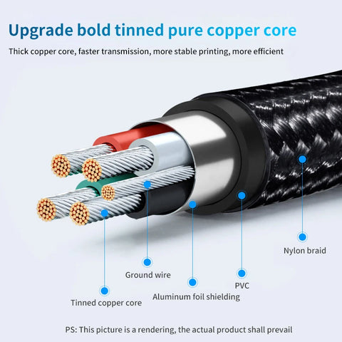 USB B 2.0 Printer Cable Fax Machine Scanner