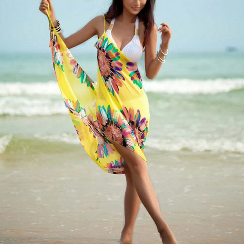 Halter Sling Chiffon Beach Towel Bikini