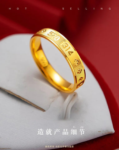 Pure Gold Simple Romantic Couple Style 9999 24K Real Gold 520 Love Closed Ring for Men and Women Valentine's Day Gift