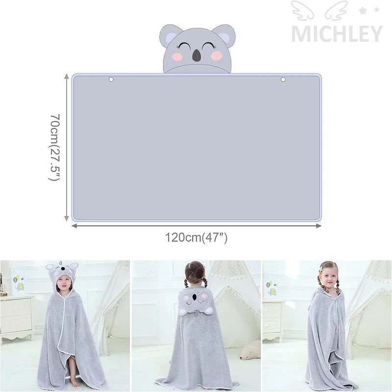 MICHLEY Cute Hooded Baby Bath Towels Super Soft Bathrobe Shower Warm Sleeping Swaddle Blanket For Boys Girls Kids Toddler 0-9T