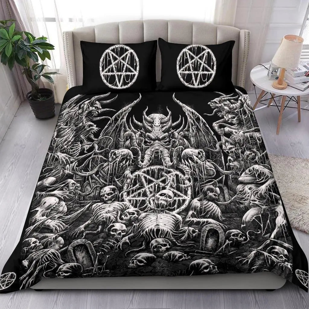 Skull Skeleton Satanic Goat Skull Duvet Cover Set