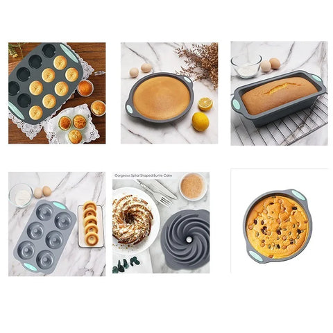 Silicone Bread Muffin Mold Heat Resistant Oven Pan Non-Stick Kitchen Bakeware Cake Pan Set 3D Cake Mold Pastry Baking Loaf Tool