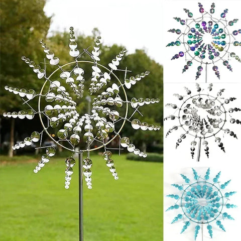 Metal Rotating Windmill 3D Spinner Outdoor Magical Kinetic Windmills Unique Wind Powered Catchers For Garden Courtyard Lawn