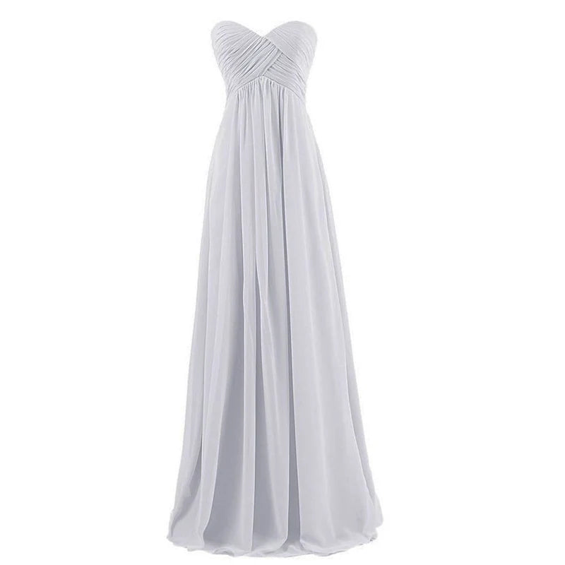 A Line Chiffon Pleat Elegant Strapless Sweetheart Bridesmaid Dresses Wedding Party Evening Formal Prom Robe De Soiree Zipper