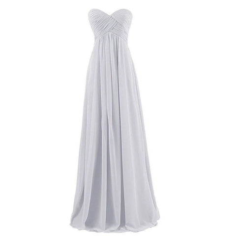 A Line Chiffon Pleat Elegant Strapless Sweetheart Bridesmaid Dresses Wedding Party Evening Formal Prom Robe De Soiree Zipper