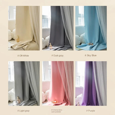 2022 New Cloth Yarn Integrated Curtains Ins Modern Minimalist Blackout Bedroom Living Room Bay Window Curtain Kids Study Drapes