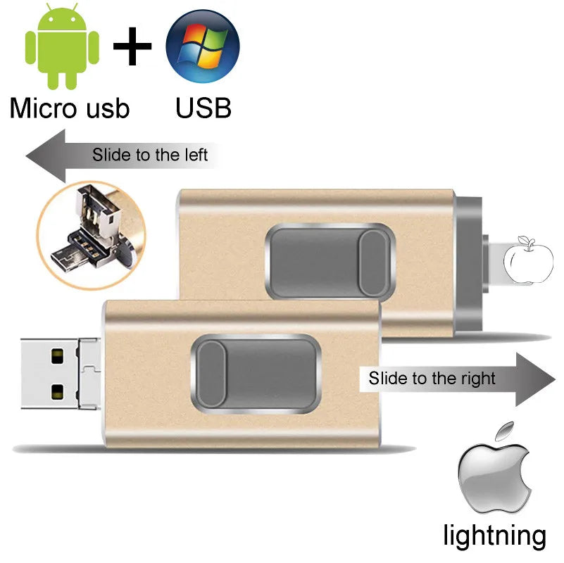 Usb Flash Drive pendrive For iPhone 6/6s/6Plus/7/7Plus/8/X Usb/Otg/Lightning 32g 64gb Pen Drive For iOS External Storage Devices