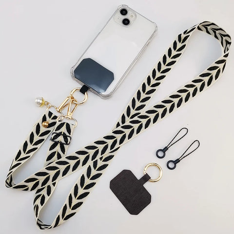 Mobile Phone Lanyard Long Crossbody Lanyard Shoulder Strap and Chain Exquisite Pearl Pendant with Adjustable Neck AntiLoss Strap