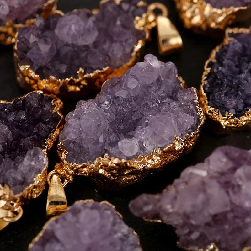 Natural Amethyst Cluster Irregular Pendant