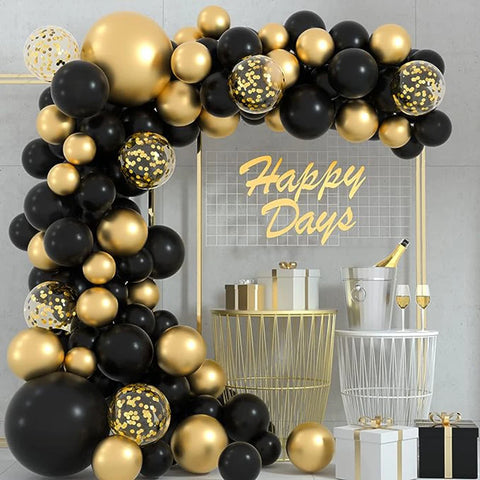 Black Gold Balloons Garland Arch Kit