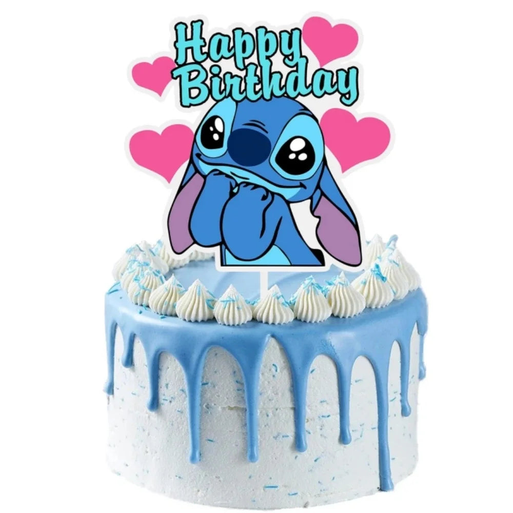 Lilo and Stitch Cake Toppers Children's Happy Birthday Party Cake Decorations for Kid Birthday Baby Shower Stitch Party Supplies