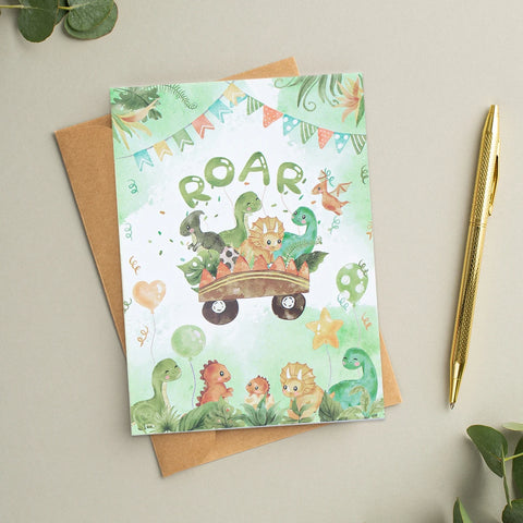 Animals Theme Dinosaur Pattern Invitation Card