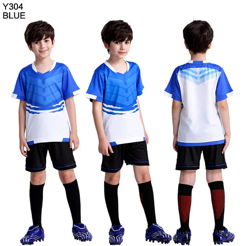 Kids Football Jersey Personalized Custom Boy Soccer Jersey Set Polyester Soccer Uniform Breathable Football Uniform For Children