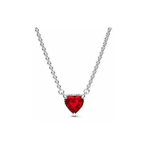 New 925 Sterling Silver Classic Exquisite Luxury Shiny Red Heart-shaped Series Jewelry fits DIY Festival Surprise Birthday Gifts