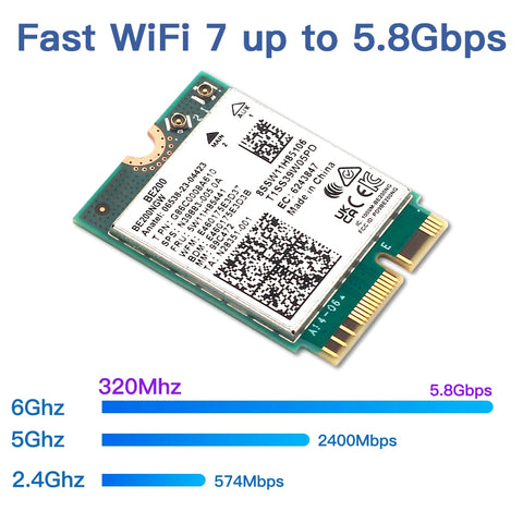 WiFi 7 For Intel BE200 Wireless Network Card Bluetooth 5.4 WiFi BE200NGW NGFF Adapter 802.11AX 2.4G/5G/6GHz for Win10/11 PC