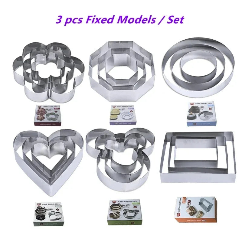 Adjustable Mousse Ring Round/Square Cake Molds Stainless Steel Baking Moulds Kitchen Dessert Cake Decorating Tools Bakeware