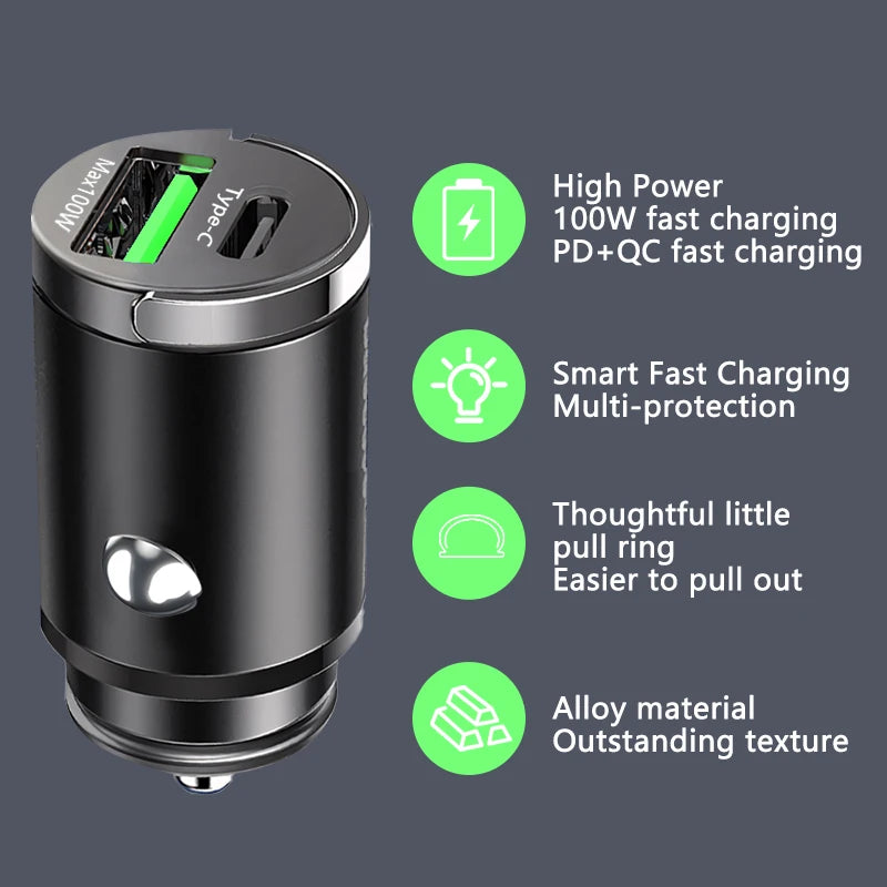 Fast Charging Dual Ports Phone Charger Type C QC3.0 PD Car Chargers for IPhone