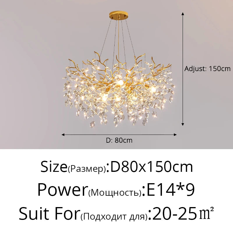 Christmas Water Drop Chandelier Used For Dining  Living Room Bedroom Study Room Golden Dimmable Remote Control Home Decoration