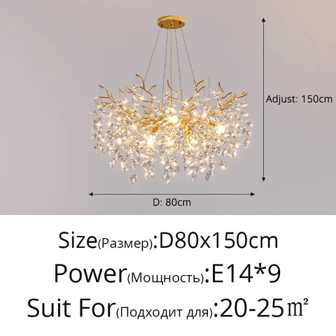 Christmas Water Drop Chandelier Used For Dining  Living Room Bedroom Study Room Golden Dimmable Remote Control Home Decoration