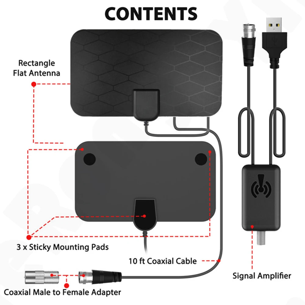 Indoor High-definition Digital TV Antenna Mini Grid Pattern TV Antenna 4K 1080P  For DVB-T2 Antenna