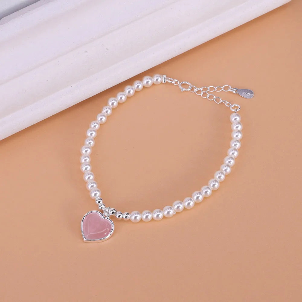 VENTFILLE 925 Sterling Silver Pearls Bamboo Knots Bracelet for Women Girl Simple Korean Jewelry Birthday Gift Dropshipping