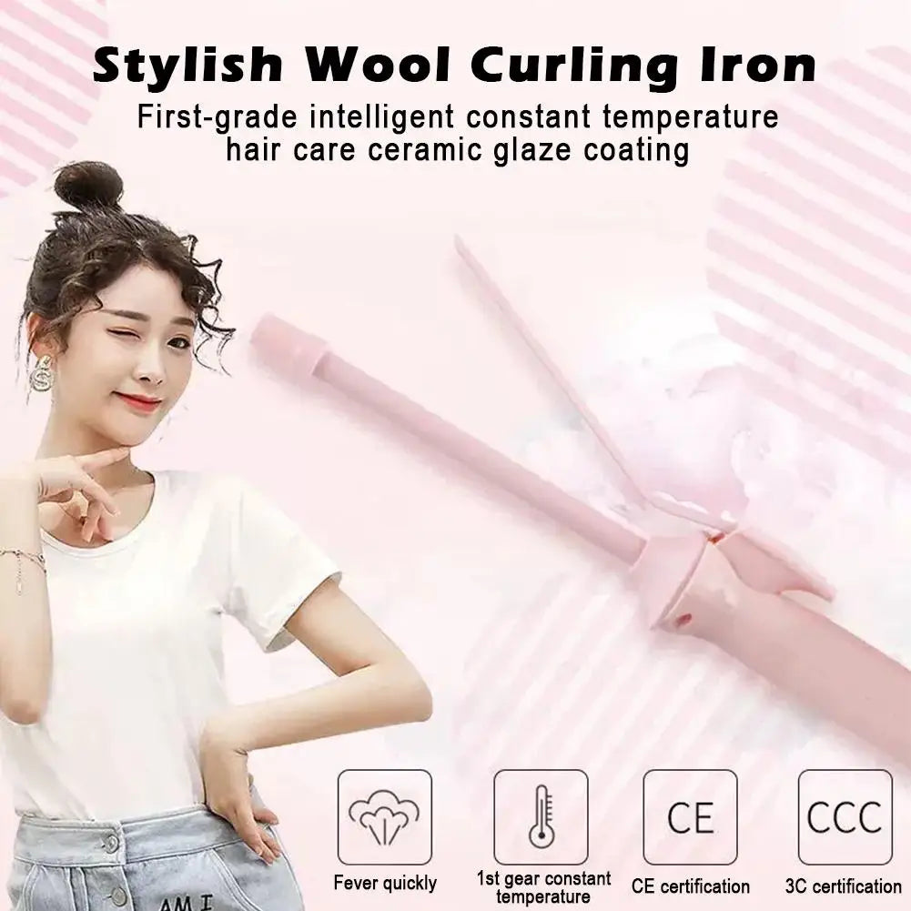 Stylish Wool Curling Iron Anti-Scalding Safe Simple Iron Curling Tool Curls Hair Operation Curler Wool 9MM Hairstyling E7D3