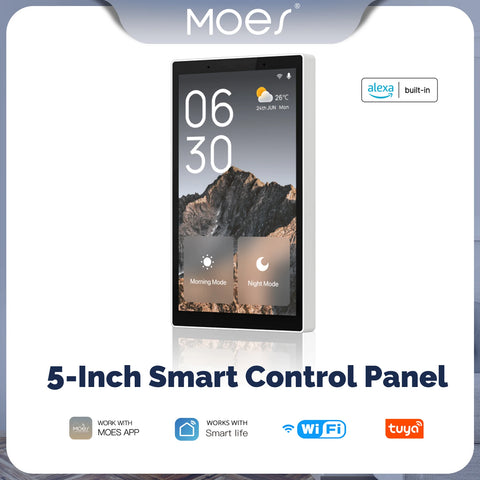 MOES Tuya Wifi Smart 5-inch Touch Screen US Center Control Panel Voice Control Alexa And ZigBee Gateway Built-in Scene Control