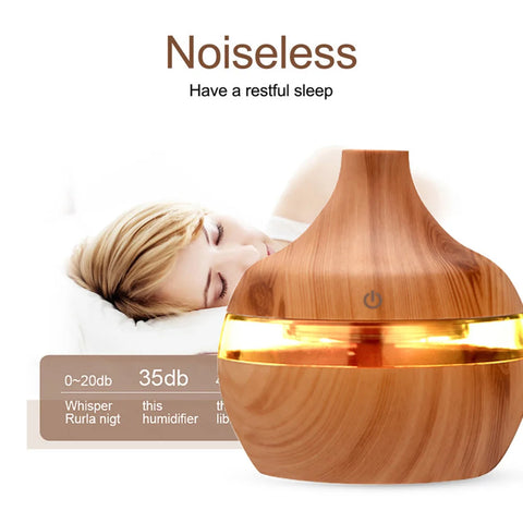 Wood Grain Ultrasonic Air Humidifier Aroma Essential Oil Diffuser Home Car Desktop Mist Maker Small Air Conditioning