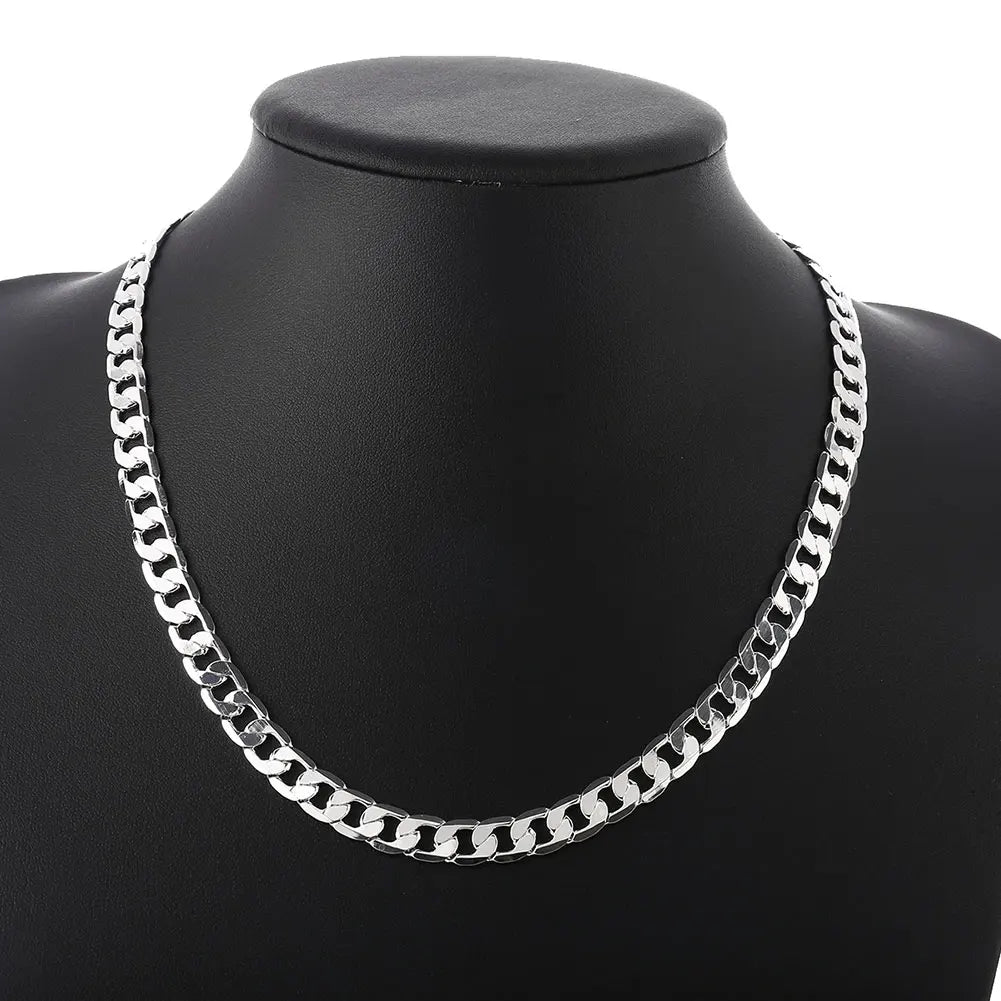 925 Sterling Silver Classic brands men's 8mm chain Necklace for woman high quality fashion wedding party Jewelry Christmas gifts