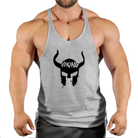 Skull Strong Print Clothing Bodybuilding Cotton Gym Tank Tops Men Sleeveless Undershirt Fitness Stringer Muscle Workout Vest