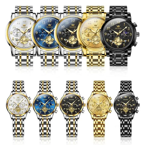 OLEVS 2900+2897 Couple Watches Luxury Brand Lover Watches Set Original Quartz Watch for Men Women His and Hers Watch Waterproof