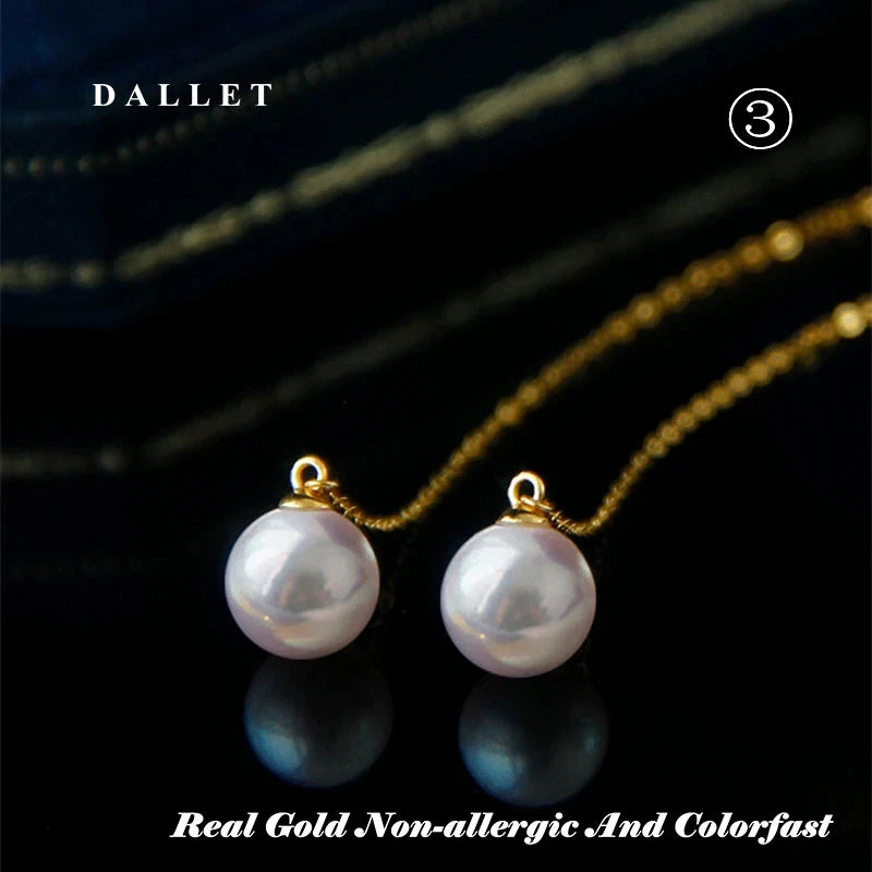 Women's Round White Pearl Earrings