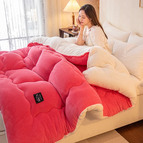 Super Thick Winter Warm Blanket Comforter with Filling Double Bed