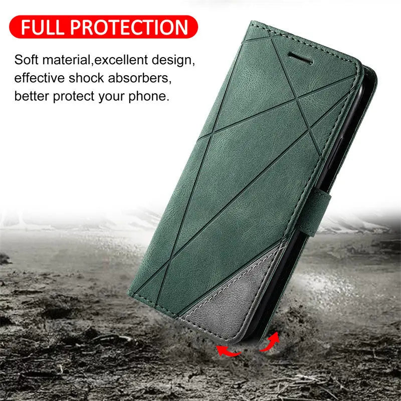 Wallet Business Magnetic Flip Leather Cover For iPhone