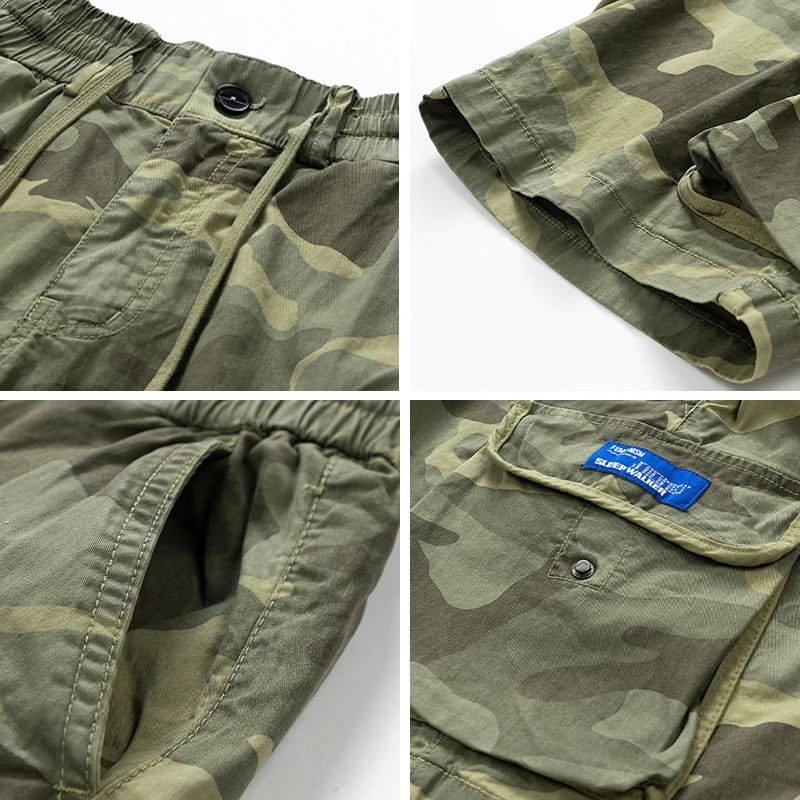 New Men Summer Outdoor Fashion Casual Breathable Pure Cotton Cargo Shorts Men Bermuda Camouflage Beach Jogger Shorts Men