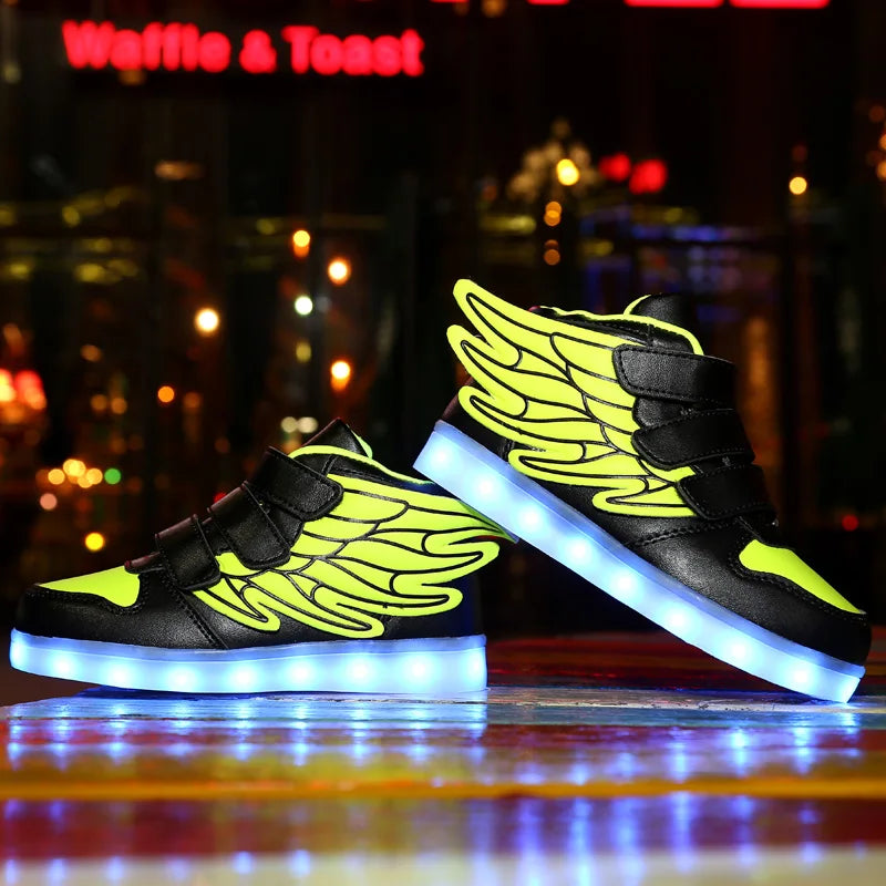 Led Light Shoes with Wing USB Charging Casual Sports Shoes