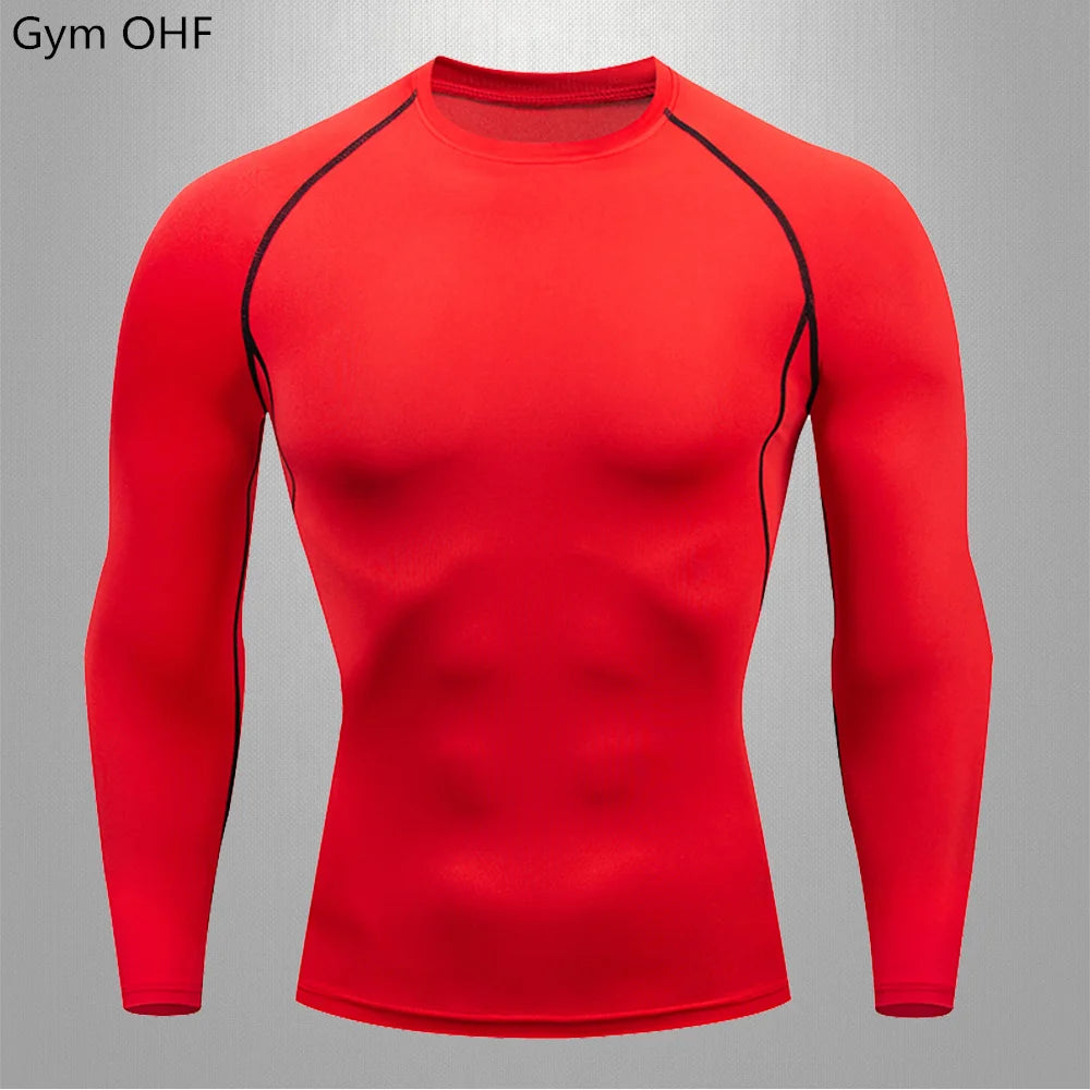 Gym T-shirt Men Rashguard Boxing Breathable T-shirts Long Sleeve Muay Thai Sportswear Bjj Muscle Compression Fitness Tights Tops