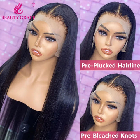 Glueless Wigs Human Hair Lace Frontal Wig Brazilian Straight Human