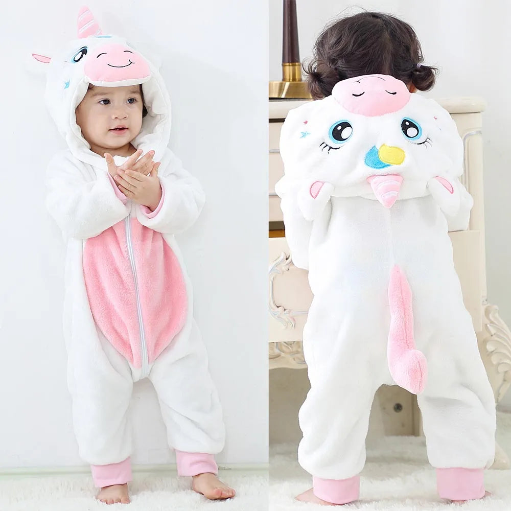 Newborn Baby Boy Clothing Animal Cartoon Hooded Jumpsuits Winter Baby Pajamas Onesies Kids Sleepwear Newborn Baby Pyjamas