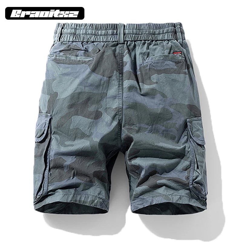 New Men Summer Outdoor Fashion Casual Breathable Pure Cotton Cargo Shorts Men Bermuda Camouflage Beach Jogger Shorts Men