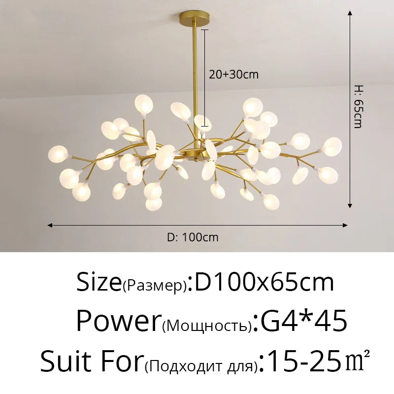 Nordic Gorgeous Firefly Lamp Home Indoor Lighting Luxurious Decor Hanging Lamp Modern LED Chandelier Living Room Bedroom Kitchen