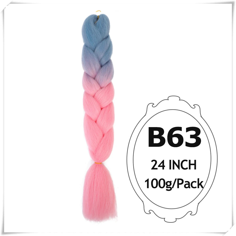 24 Inch Ombre purple jumbo Braiding Hair Synthetic