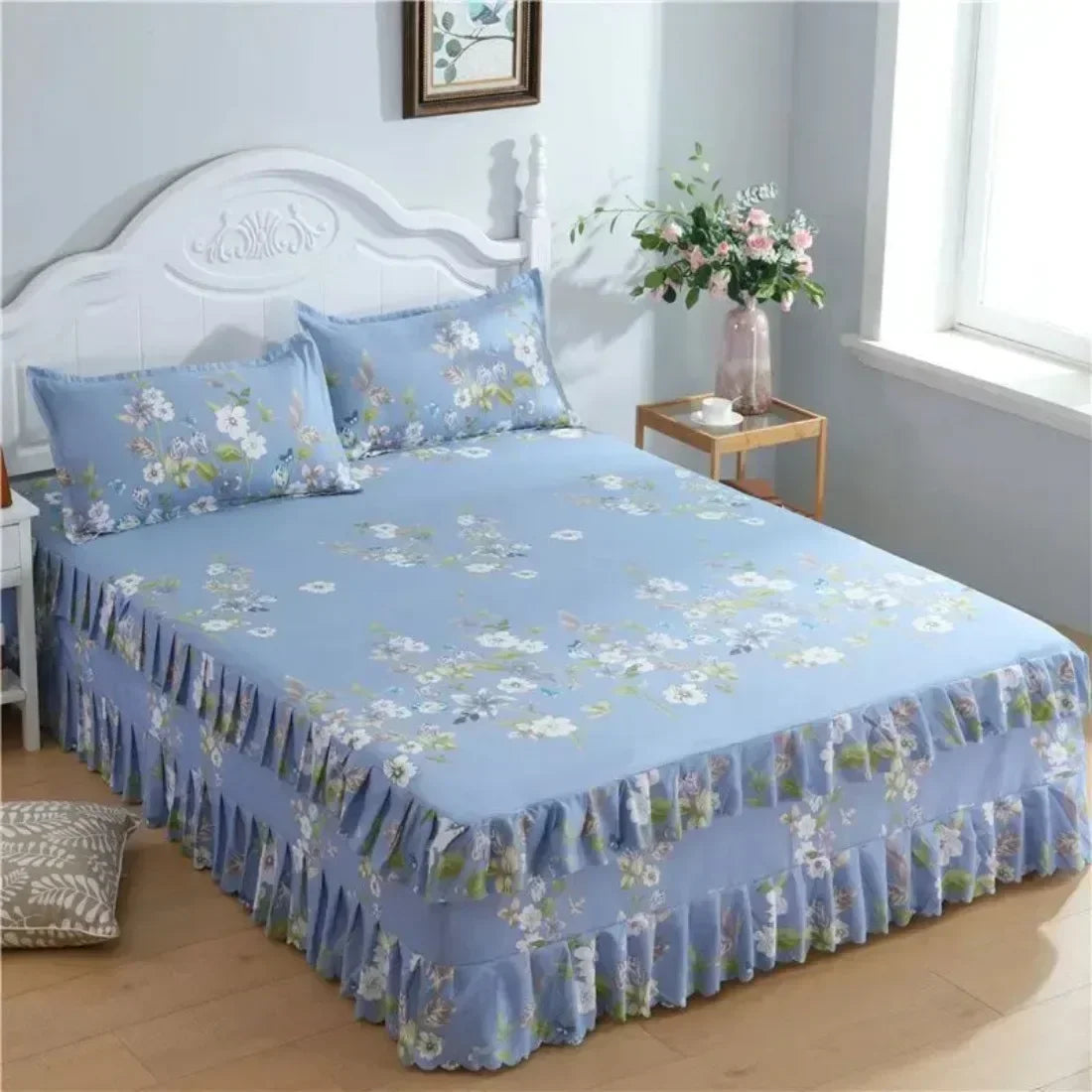 Bed Skirt Cotton Bedspread Set