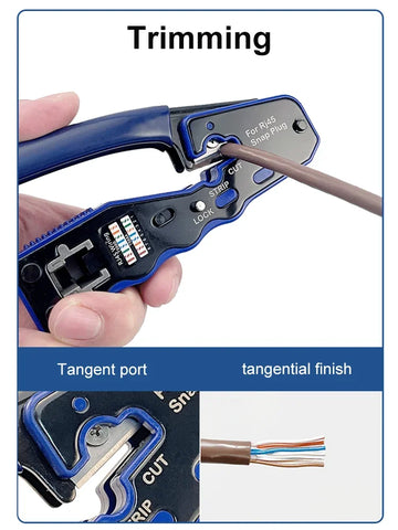 RJ45 UTP crimping pliers 4-piece network tool set, Ethernet LAN wire stripper through hole connector, CAT5/6/7/8 shielded