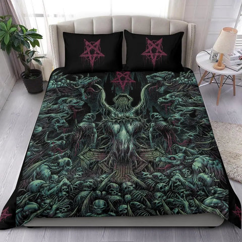 Skull Skeleton Satanic Goat Skull Duvet Cover Set