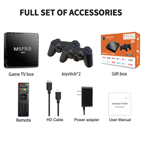 NIGHT M8 Pro Mini Game Box 4K HD 10000 Retro Games H313 TV Box Android 12 WiFi Video Game Console Dual System TV Media Player