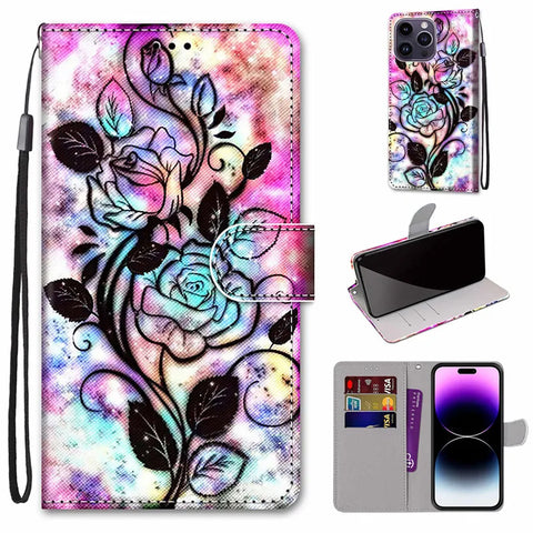 Flower Pattern Flip Case For Samsung Galaxy